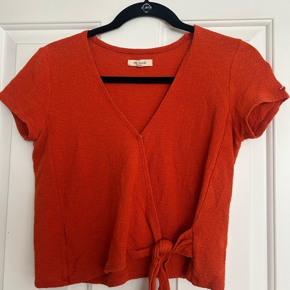 Vibrant Orange Wrap Top - Picture 5 of 9